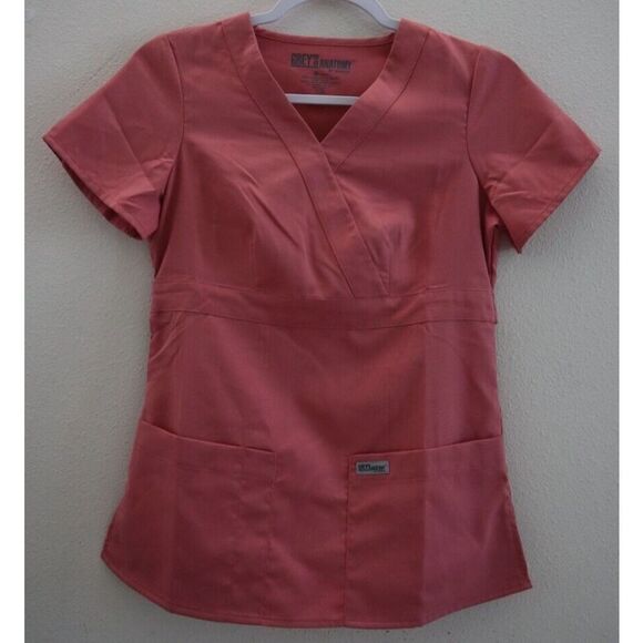 Grey’s Anatomy & Cherokee Womens Sz XXS Pink 3-Pocket Top & Gray Scrub Pants Set - Picture 11 of 15